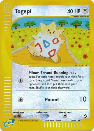 Togepi Aquapolis 114/147 Common Reverse Holo