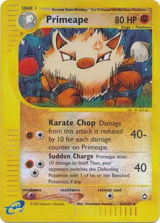 29/147 Primeape AQ Rare Reverse Holo