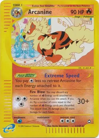 2/147 Arcanine AQ Rare Reverse Holo