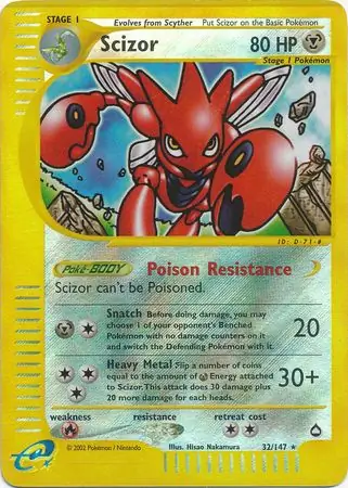 32/147 Scizor AQ Rare Reverse Holo