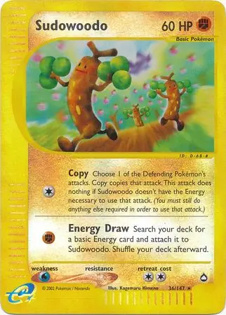 36/147 Sudowoodo AQ Rare Reverse Holo