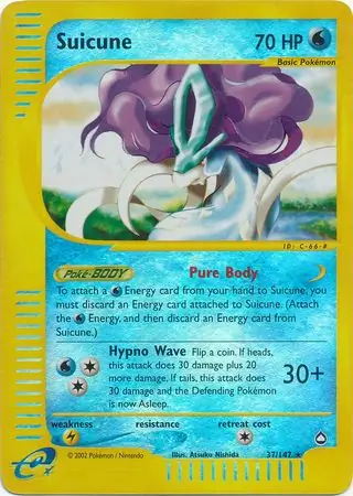 37/147 Suicune AQ Rare Reverse Holo