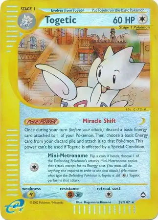 39/147 Togetic AQ Rare Reverse Holo