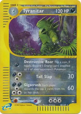40/147 Tyranitar AQ Rare Reverse Holo