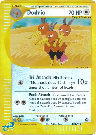 46/147 Dodrio AQ Uncommon Reverse Holo