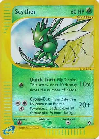 Scyther Aquapolis 57/147 Uncommon Reverse Holo