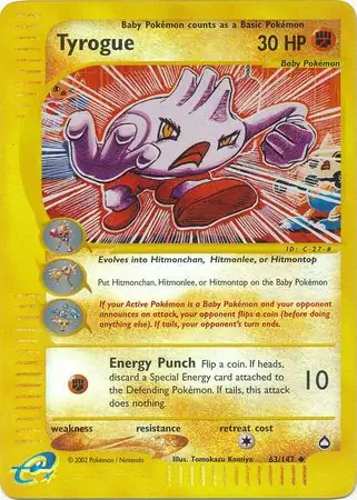 63/147 Tyrogue AQ Uncommon Reverse Holo
