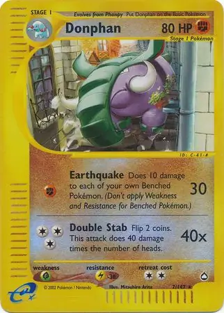 7/147 Donphan AQ Rare Reverse Holo