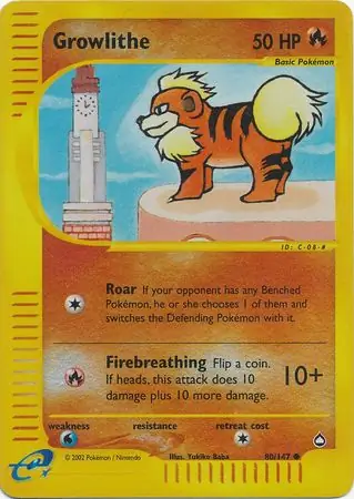 80/147 Growlithe AQ Common Reverse Holo