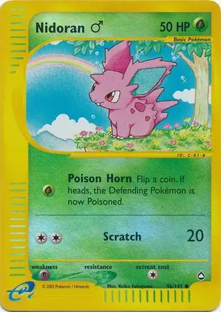 96/147 Nidoran♂ AQ Common Reverse Holo