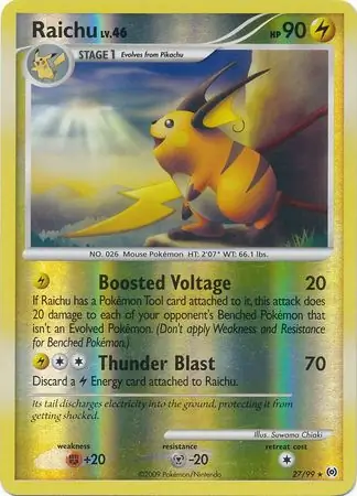 27/99 Raichu AR Rare Reverse Holo