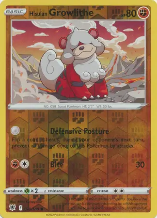 070/189 Hisuian Growlithe ASR Common Reverse Holo
