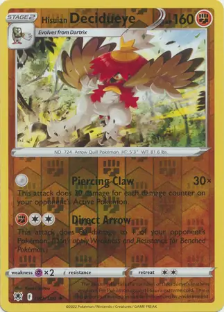 082/189 Hisuian Decidueye ASR Rare Holo Reverse Holo
