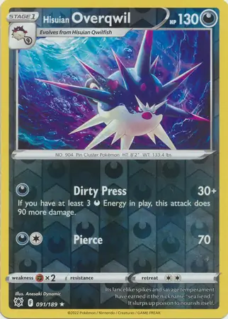 091/189 Hisuian Overqwil ASR Rare Reverse Holo