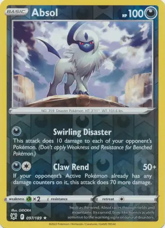 097/189 Absol ASR Rare Holo Reverse Holo