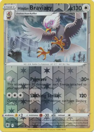 132/189 Hisuian Braviary ASR Rare Reverse Holo