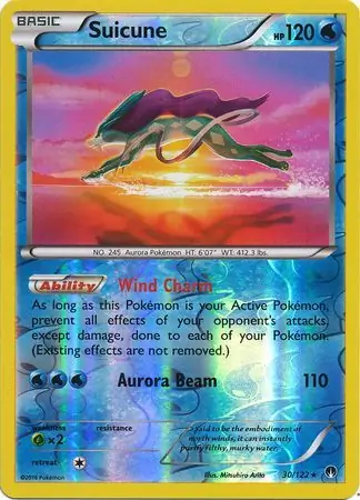 30/122 Suicune BKP Rare Holo Reverse Holo