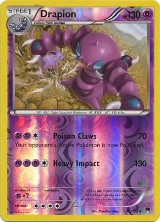 54/122 Drapion BKP Rare Reverse Holo