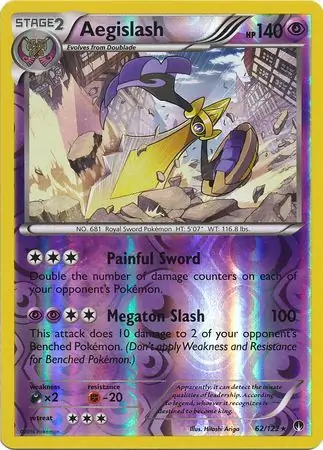 62/122 Aegislash BKP Rare Holo Reverse Holo