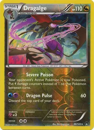 86/122 Dragalge BKP Rare Holo Reverse Holo