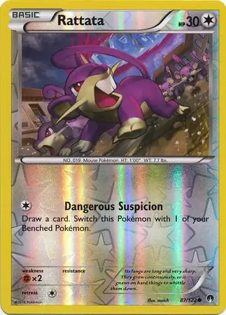 87/122 Rattata BKP Common Reverse Holo