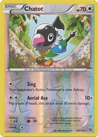 128/162 Chatot BKT Rare Reverse Holo
