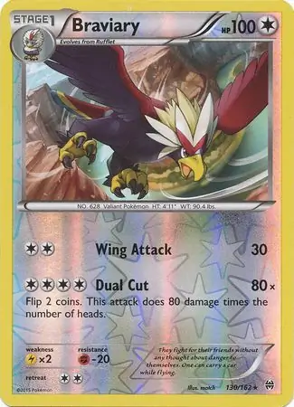 130/162 Braviary BKT Rare Reverse Holo
