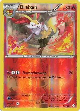 26/162 Braixen BKT Uncommon Reverse Holo