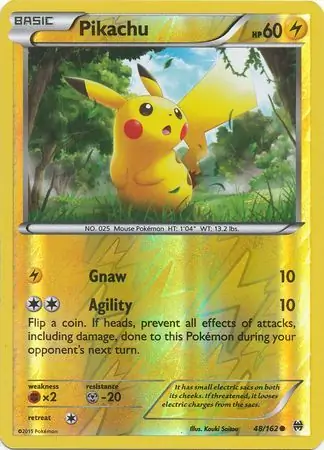 48/162 Pikachu BKT Common Reverse Holo