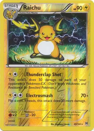 49/162 Raichu BKT Rare Reverse Holo