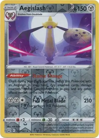 107/163 Aegislash BST Rare Holo Reverse Holo