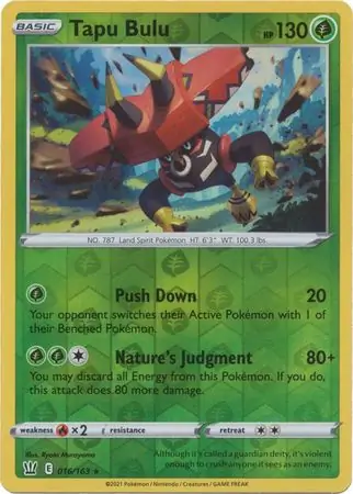 016/163 Tapu Bulu BST Rare Holo Reverse Holo