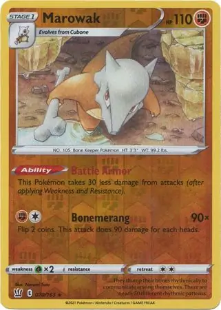 070/163 Marowak BST Rare Reverse Holo