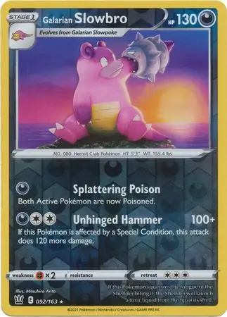 092/163 Galarian Slowbro BST Rare Reverse Holo