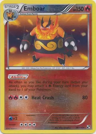 Emboar Black & White 20/114 Rare Holo Reverse Holo