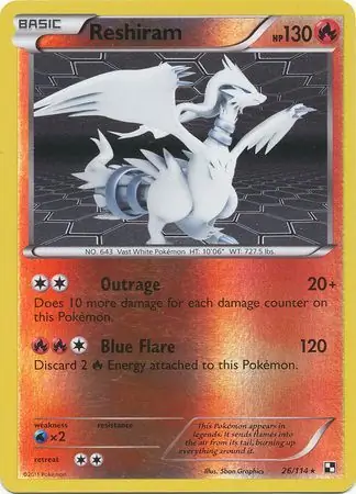 Reshiram Black & White 26/114 Rare Holo Reverse Holo