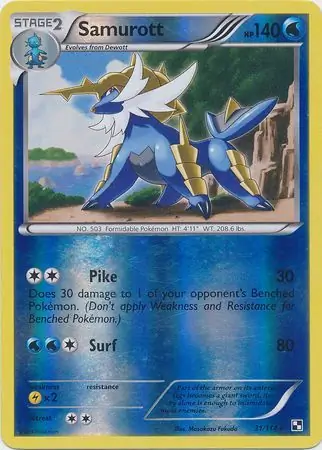 Samurott Black & White 31/114 Rare Holo Reverse Holo