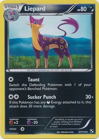 67/114 Liepard BLW Rare Reverse Holo
