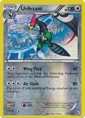 125/149 Unfezant BCR Rare Reverse Holo