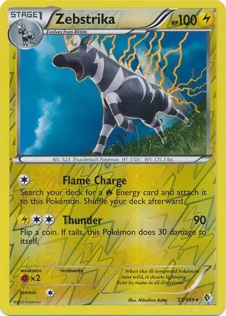 57/149 Zebstrika BCR Rare Holo Reverse Holo