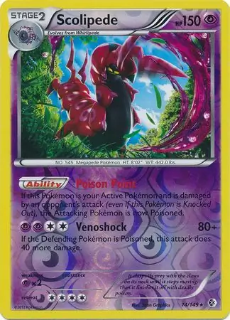 74/149 Scolipede BCR Rare Holo Reverse Holo