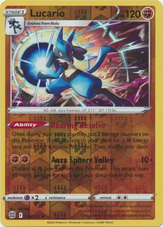 079/172 Lucario BRS Rare Holo Reverse Holo