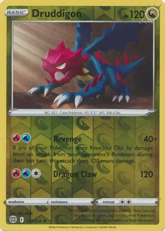 113/172 Druddigon BRS Rare Reverse Holo