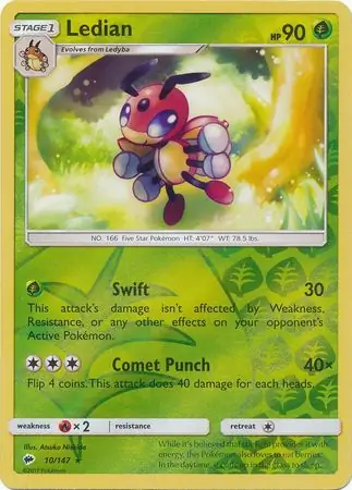 10/147 Ledian BUS Rare Reverse Holo