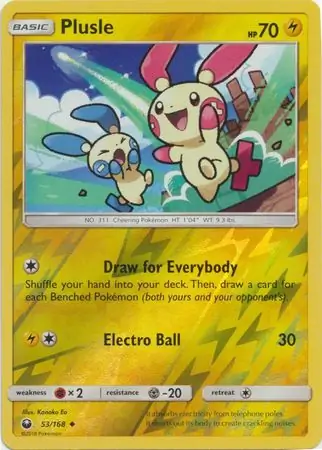 53/168 Plusle CES Uncommon Reverse Holo