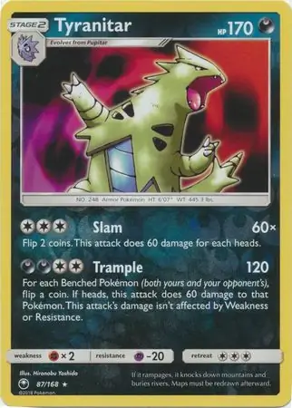 87/168 Tyranitar CES Rare Holo Reverse Holo