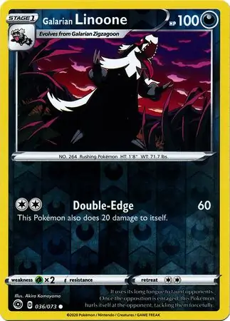 Galarian Linoone Champion's Path 036/073 Common Reverse Holo