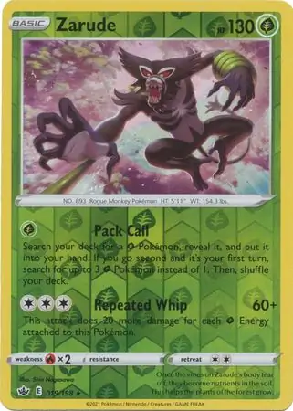 019/198 Zarude CRE Rare Holo Reverse Holo