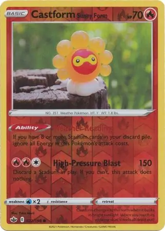 022/198 Castform Sunny Form CRE Common Reverse Holo