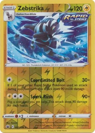 051/198 Zebstrika CRE Rare Reverse Holo